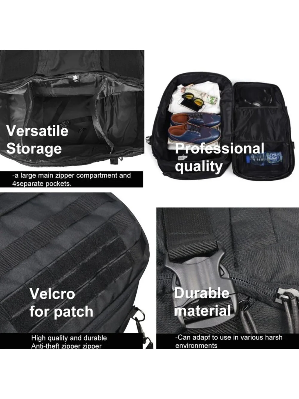 3-in-1 Military Style Backpack & Duffle Bag for Travel, Gym, Weekender & Workout